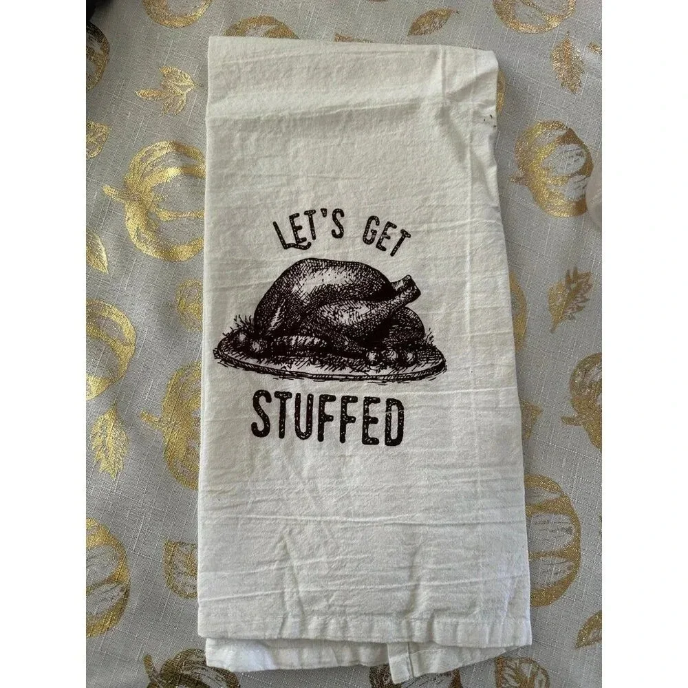 Let’s get stuffed turkey kitchen linen towel